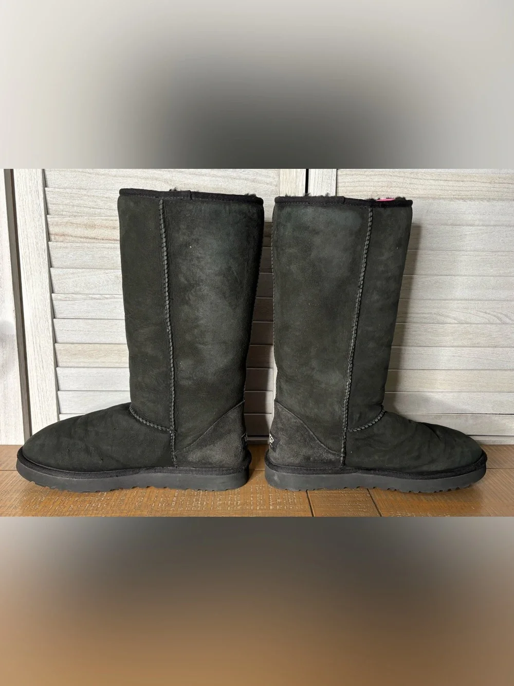 UGG Australia Classic Tall Suede Sheepskin Winter Boots Black Size 10